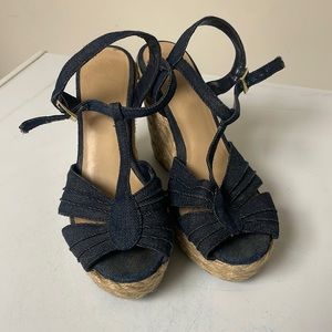 denim wedge heels 7 1/2 wide